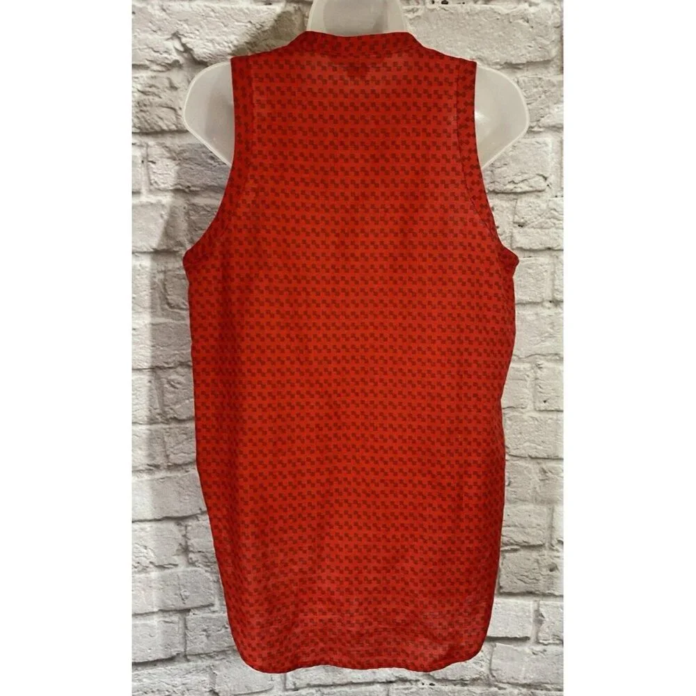 AX Armani Exchange Womens XL Linen Blend Tunic Tank Top Red Blue Hi Low 9768 - Picture 3 of 6